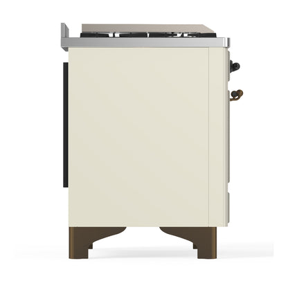 ILVE Majestic III 48" Antique White Dual Fuel Range with 5 Burners, Griddle and French Top Solid Door Natural Gas