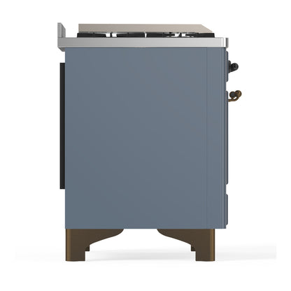 ILVE Majestic III 48" Blue Grey Dual Fuel Range with 5 Burners, Griddle and French Top Solid Door Liquid Propane
