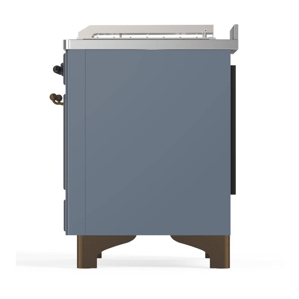ILVE Majestic III 48" Blue Grey Dual Fuel Range with 5 Burners, Griddle and French Top Solid Door Liquid Propane
