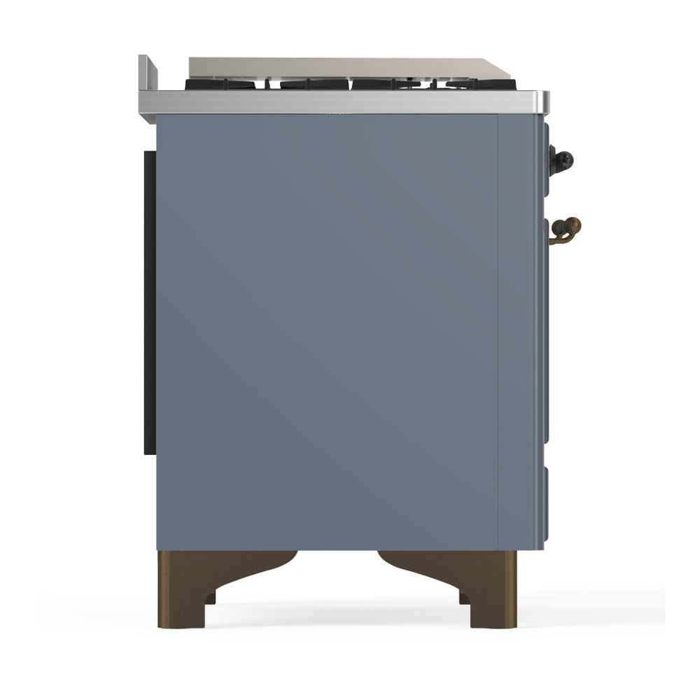 ILVE Majestic III 48" Blue Grey Dual Fuel Range with 5 Burners, Griddle and French Top Solid Door Natural Gas