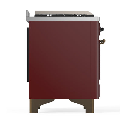 ILVE Majestic III 48" Burgundy Dual Fuel Range with 5 Burners, Griddle and French Top Solid Door Liquid Propane