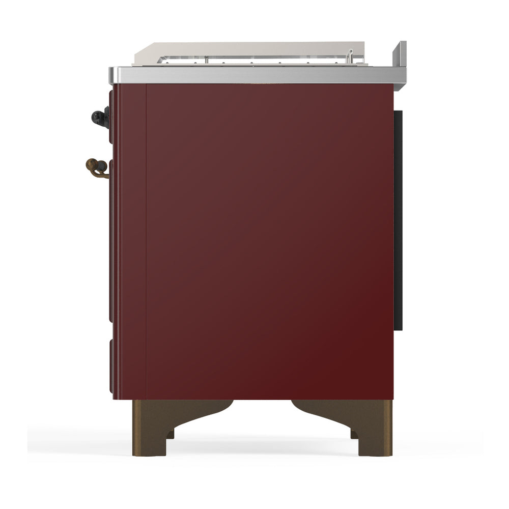 ILVE Majestic III 48" Burgundy Dual Fuel Range with 5 Burners, Griddle and French Top Solid Door Liquid Propane