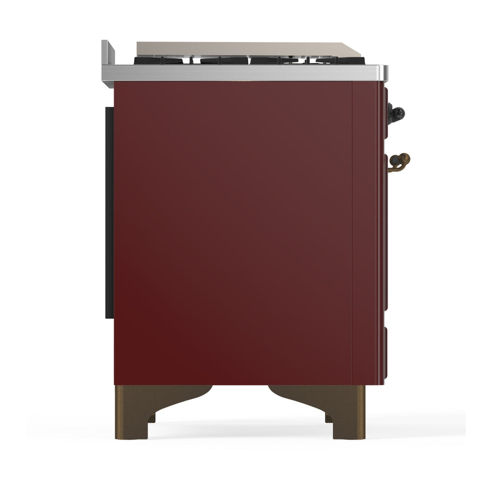ILVE Majestic III 48" Burgundy Dual Fuel Range with 5 Burners, Griddle and French Top Solid Door Natural Gas