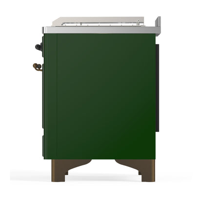 ILVE Majestic III 48" Emerald Green Dual Fuel Range with 5 Burners, Griddle and French Top Solid Door Liquid Propane