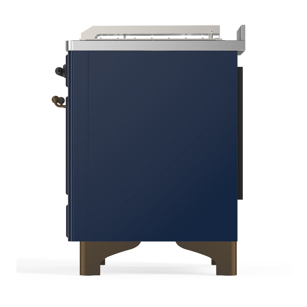 ILVE Majestic III 48" Midnight Blue Dual Fuel Range with 5 Burners, Griddle and French Top Solid Door Liquid Propane