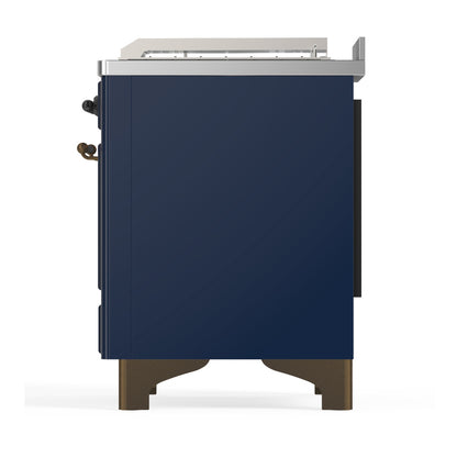 ILVE Majestic III 48" Midnight Blue Dual Fuel Range with 5 Burners, Griddle and French Top Solid Door Liquid Propane
