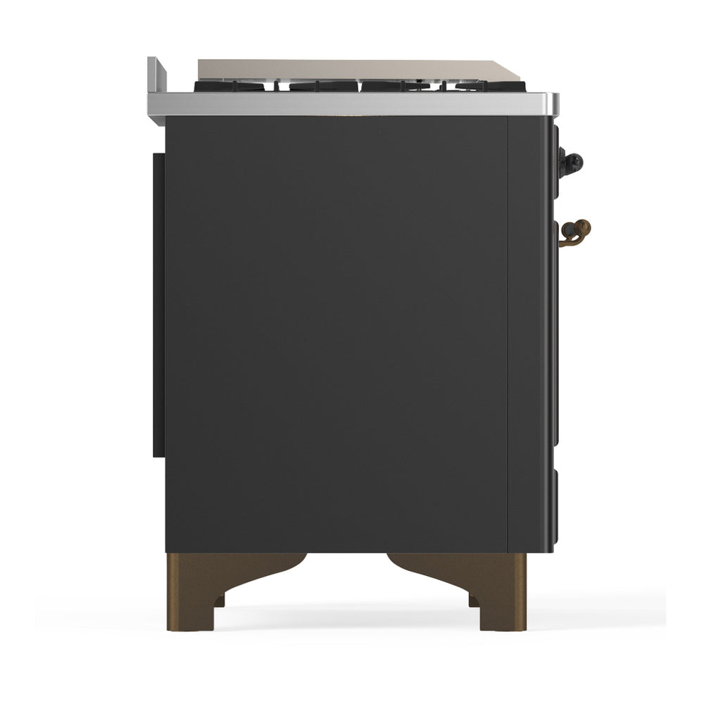 ILVE Majestic III 48" Graphite Matte Dual Fuel Range with 5 Burners, Griddle and French Top Solid Door Liquid Propane