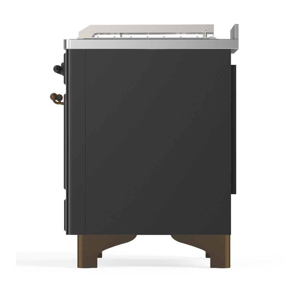 ILVE Majestic III 48" Graphite Matte Dual Fuel Range with 5 Burners, Griddle and French Top Solid Door Liquid Propane
