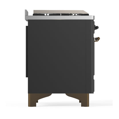 ILVE Majestic III 48" Graphite Matte Dual Fuel Range with 5 Burners, Griddle and French Top Solid Door Natural Gas
