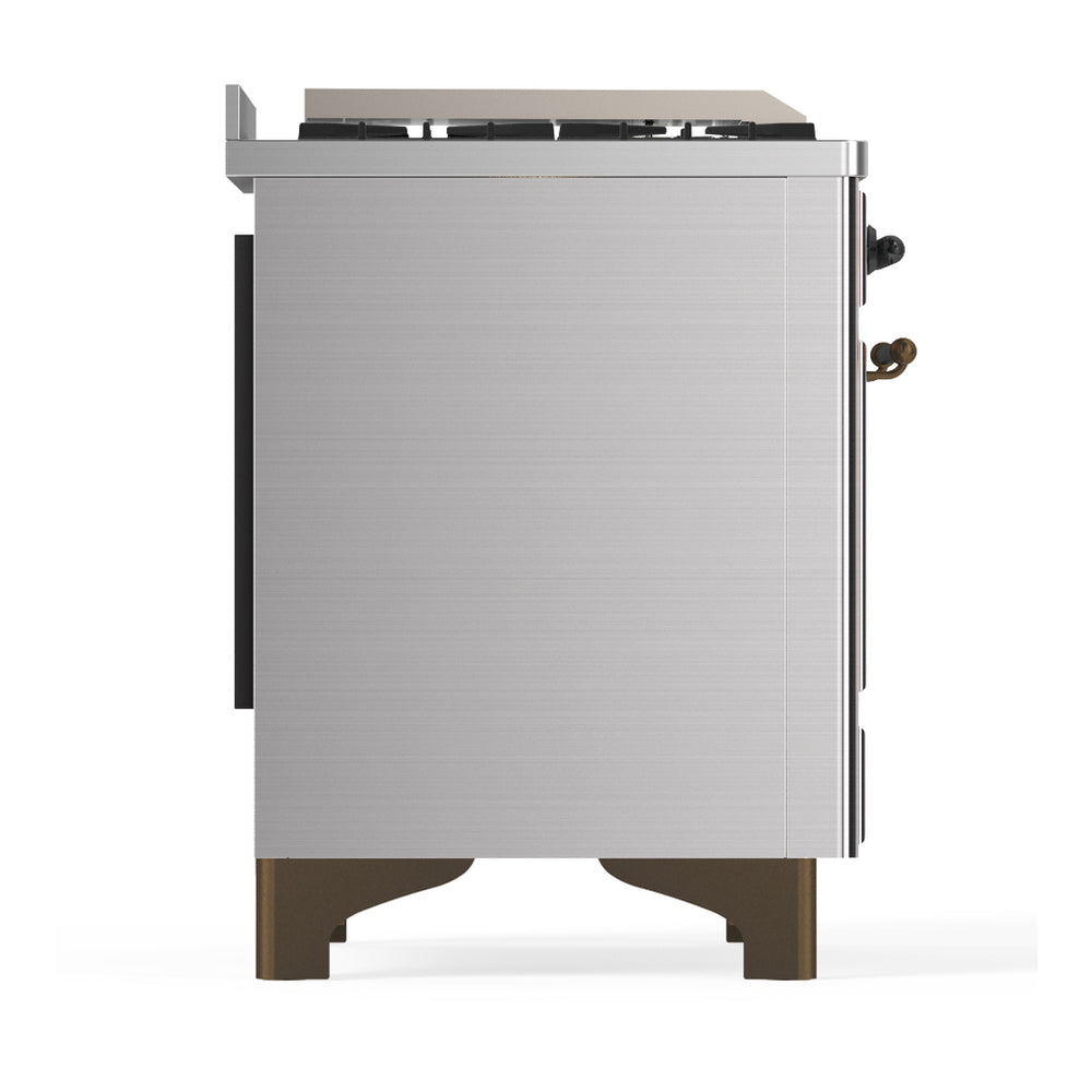 ILVE Majestic III 48" Stainless Steel Dual Fuel Range with 5 Burners, Griddle and French Top Solid Door Liquid Propane