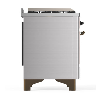ILVE Majestic III 48" Stainless Steel Dual Fuel Range with 5 Burners, Griddle and French Top Solid Door Natural Gas