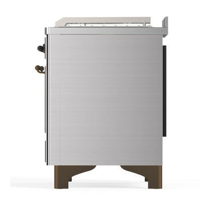 ILVE Majestic III 48" Stainless Steel Dual Fuel Range with 5 Burners, Griddle and French Top Solid Door Natural Gas