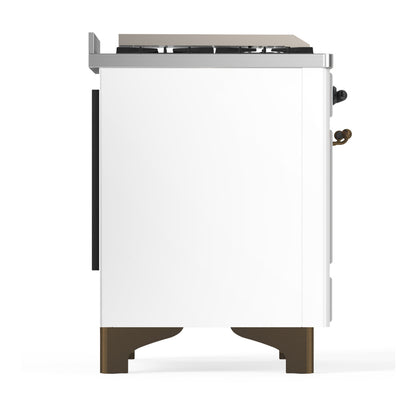ILVE Majestic III 48" White Dual Fuel Range with 5 Burners, Griddle and French Top Solid Door Liquid Propane