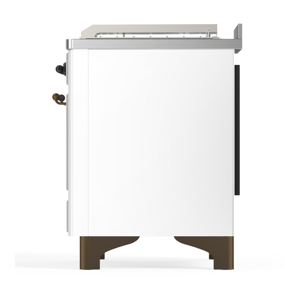 ILVE Majestic III 48" White Dual Fuel Range with 5 Burners, Griddle and French Top Solid Door Liquid Propane