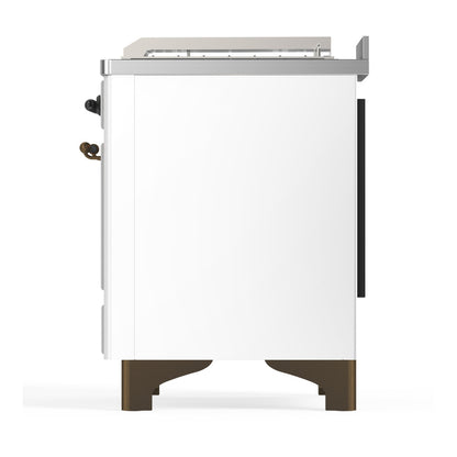 ILVE Majestic III 48" White Dual Fuel Range with 5 Burners, Griddle and French Top Solid Door Liquid Propane