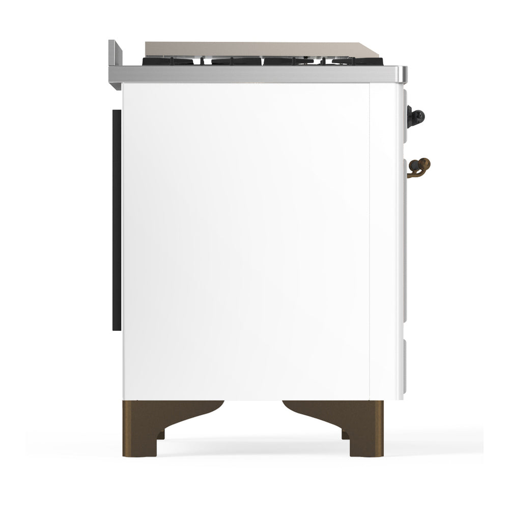 ILVE Majestic III 48" White Dual Fuel Range with 5 Burners, Griddle and French Top Solid Door Natural Gas