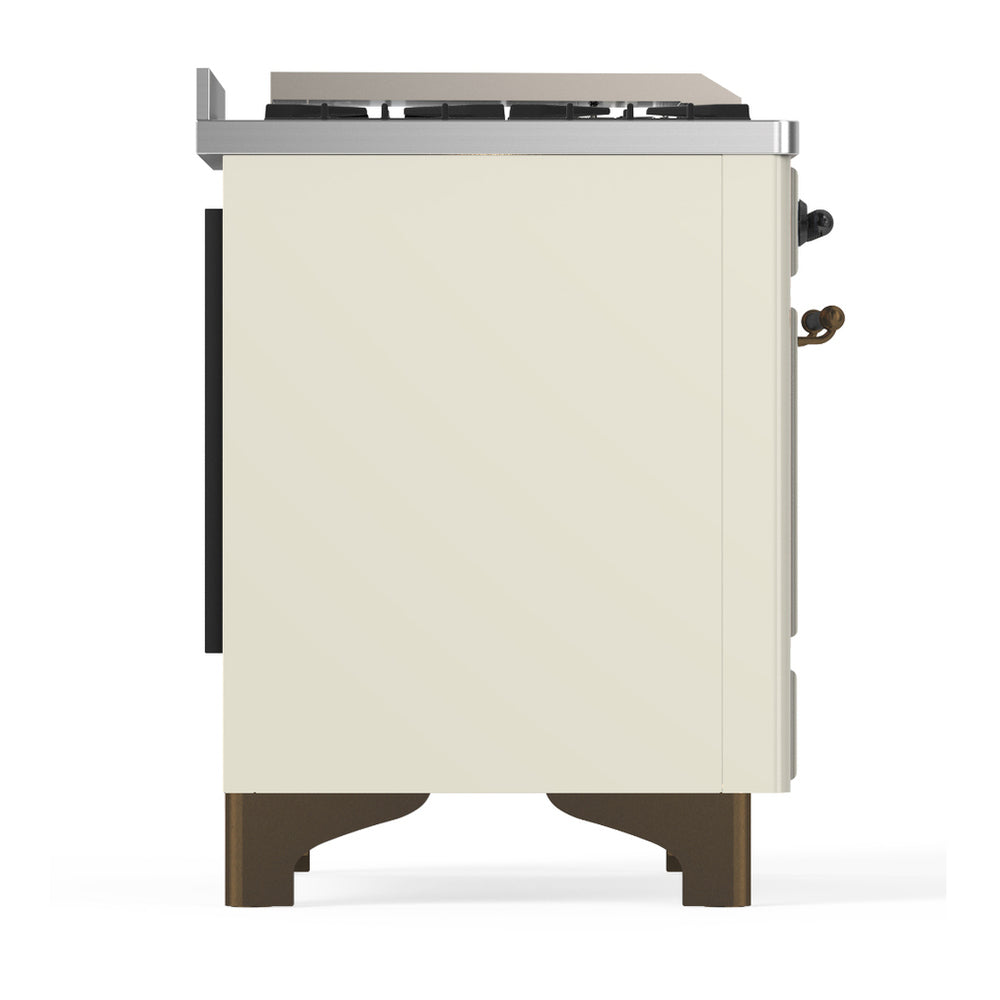 ILVE Majestic III 60" Antique White Dual Fuel Range with 9 Burners and Griddle Triple Glass Door Liquid Propane