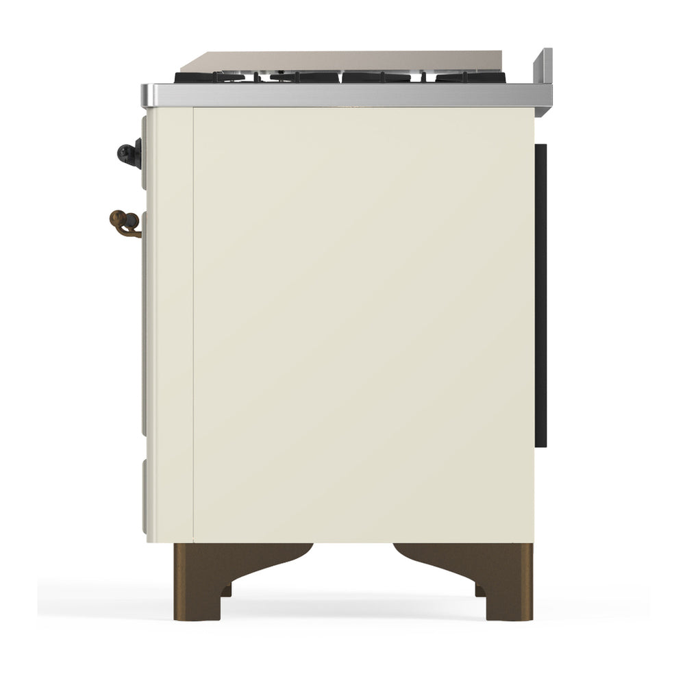 ILVE Majestic III 60" Antique White Dual Fuel Range with 9 Burners and Griddle Triple Glass Door Liquid Propane