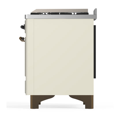 ILVE Majestic III 60" Antique White Dual Fuel Range with 9 Burners and Griddle Triple Glass Door Liquid Propane