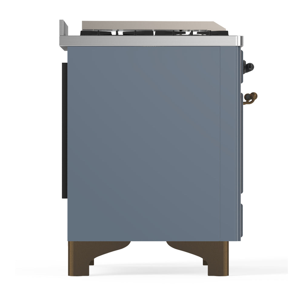 ILVE Majestic III 60" Blue Grey Dual Fuel Range with 9 Burners and Griddle Triple Glass Door Liquid Propane