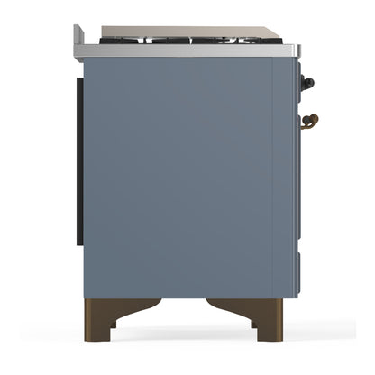 ILVE Majestic III 60" Blue Grey Dual Fuel Range with 9 Burners and Griddle Triple Glass Door Natural Gas