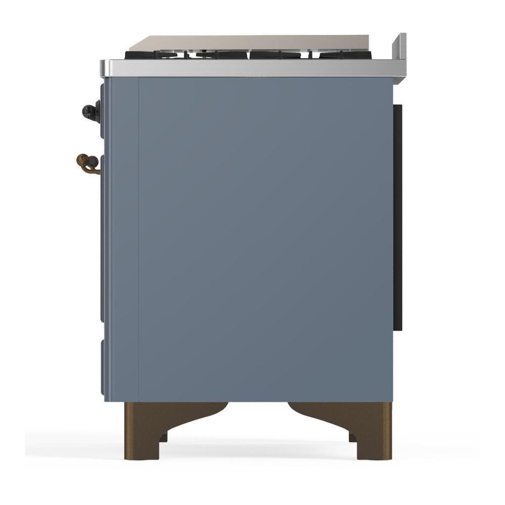 ILVE Majestic III 60" Blue Grey Dual Fuel Range with 9 Burners and Griddle Triple Glass Door Natural Gas