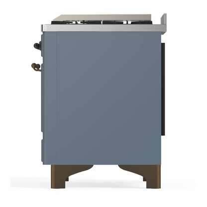 ILVE Majestic III 60" Blue Grey Dual Fuel Range with 9 Burners and Griddle Triple Glass Door Natural Gas