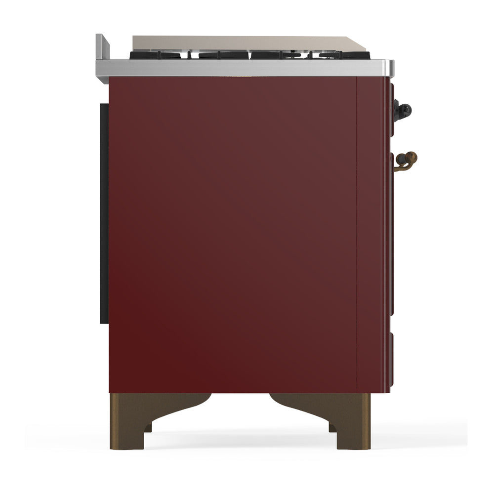ILVE Majestic III 60" Burgundy Dual Fuel Range with 9 Burners and Griddle Triple Glass Door Liquid Propane