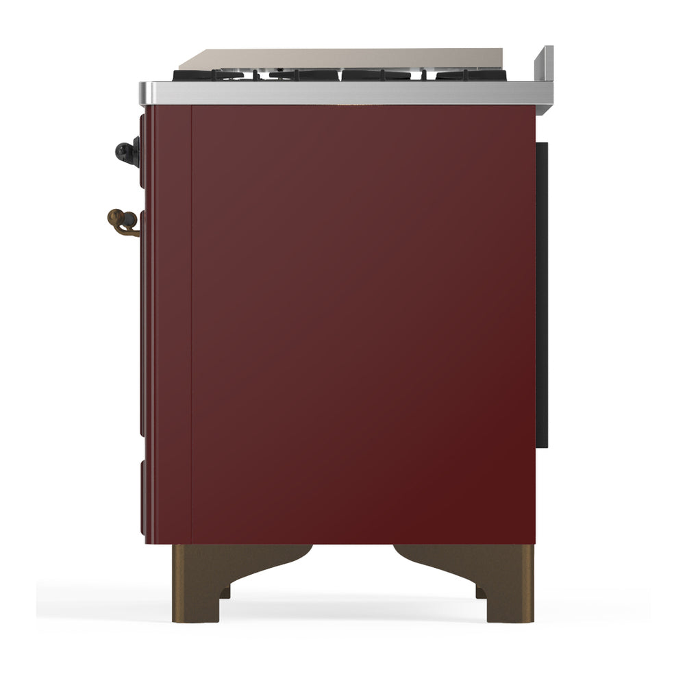 ILVE Majestic III 60" Burgundy Dual Fuel Range with 9 Burners and Griddle Triple Glass Door Liquid Propane