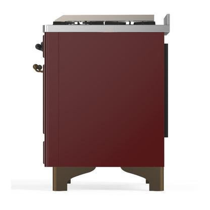 ILVE Majestic III 60" Burgundy Dual Fuel Range with 9 Burners and Griddle Triple Glass Door Natural Gas