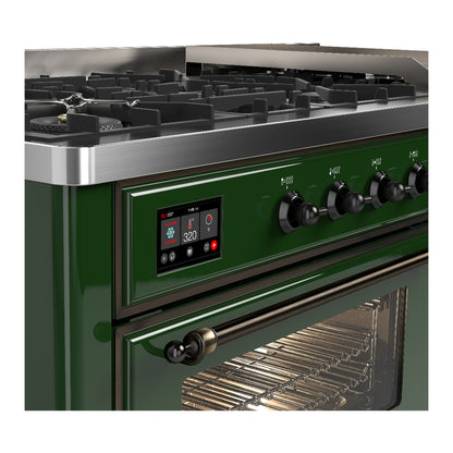 ILVE Majestic III 60" Emerald Green Dual Fuel Range with 9 Burners and Griddle Triple Glass Door Liquid Propane