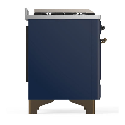 ILVE Majestic III 60" Midnight Blue Dual Fuel Range with 9 Burners and Griddle Triple Glass Door Liquid Propane