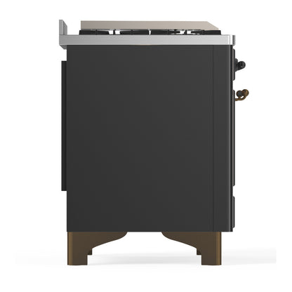 ILVE Majestic III 60" Graphite Matte Dual Fuel Range with 9 Burners and Griddle Triple Glass Door Liquid Propane