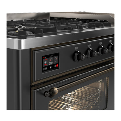 ILVE Majestic III 60" Graphite Matte Dual Fuel Range with 9 Burners and Griddle Triple Glass Door Natural Gas