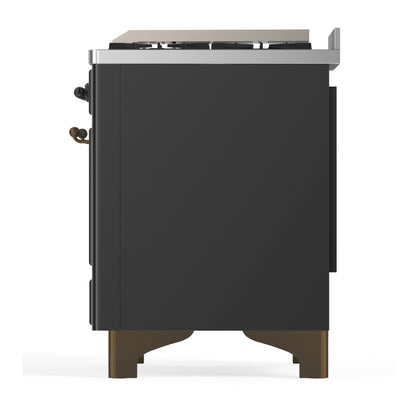 ILVE Majestic III 60" Graphite Matte Dual Fuel Range with 9 Burners and Griddle Triple Glass Door Natural Gas