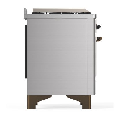 ILVE Majestic III 60" Stainless Steel Dual Fuel Range with 9 Burners and Griddle Triple Glass Door Natural Gas
