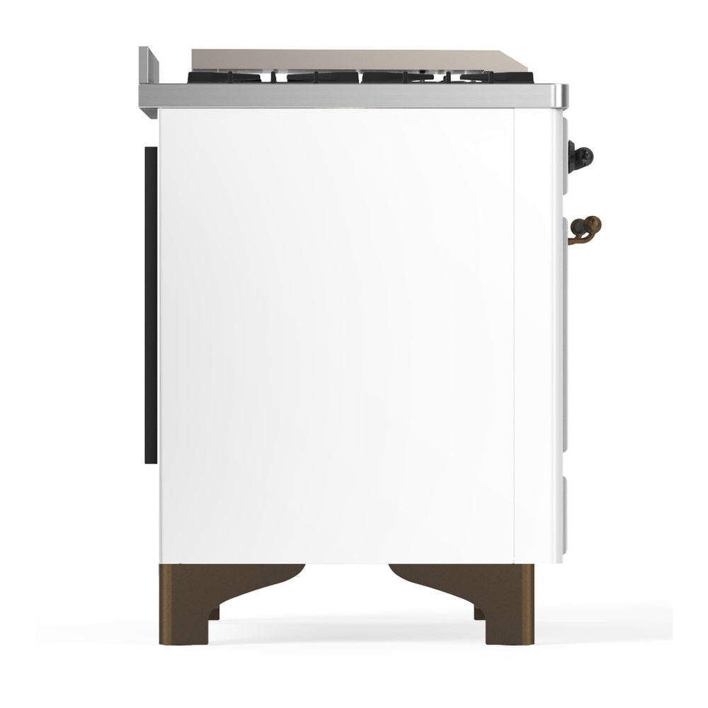 ILVE Majestic III 60" White Dual Fuel Range with 9 Burners and Griddle Triple Glass Door Liquid Propane