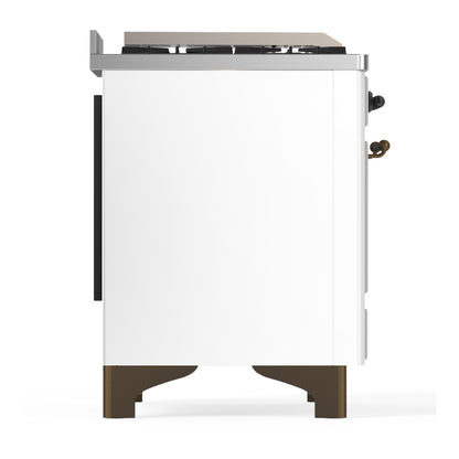ILVE Majestic III 60" White Dual Fuel Range with 9 Burners and Griddle Triple Glass Door Liquid Propane