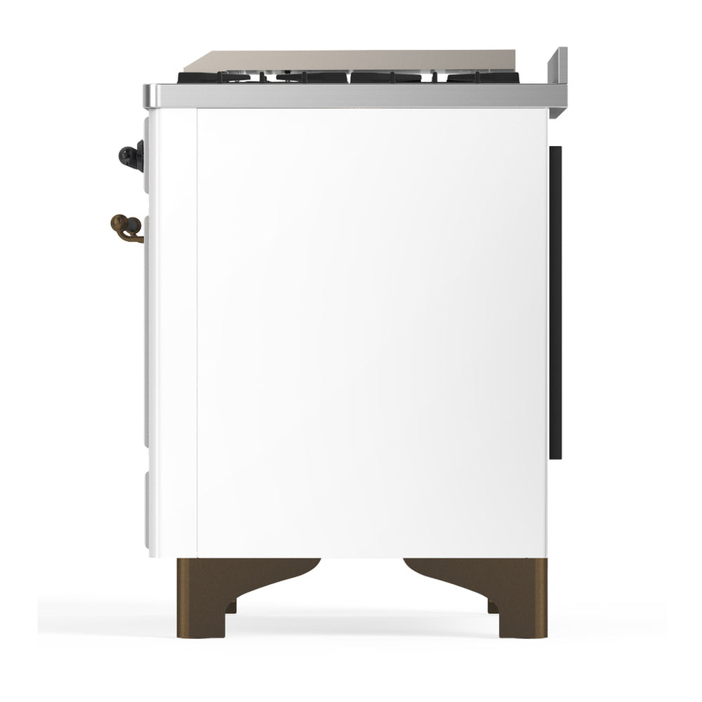 ILVE Majestic III 60" White Dual Fuel Range with 9 Burners and Griddle Triple Glass Door Natural Gas