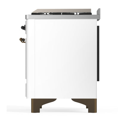 ILVE Majestic III 60" White Dual Fuel Range with 9 Burners and Griddle Triple Glass Door Natural Gas