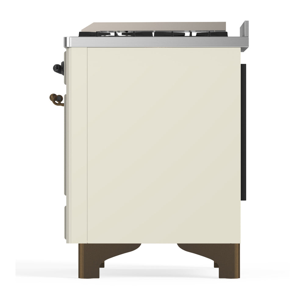 ILVE Majestic III 60" Antique White Dual Fuel Range with 9 Burners and Griddle Solid Door Liquid Propane