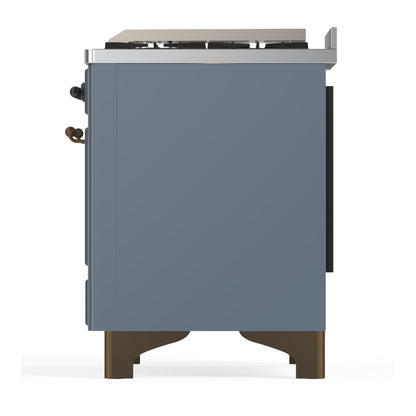 ILVE Majestic III 60" Blue Grey Dual Fuel Range with 9 Burners and Griddle Solid Door Liquid Propane