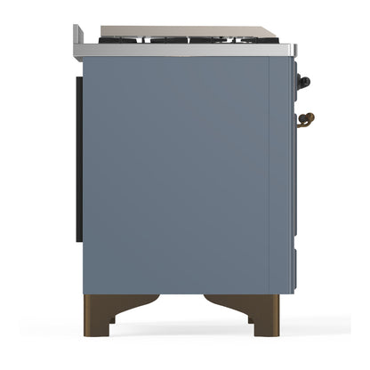 ILVE Majestic III 60" Blue Grey Dual Fuel Range with 9 Burners and Griddle Solid Door Natural Gas