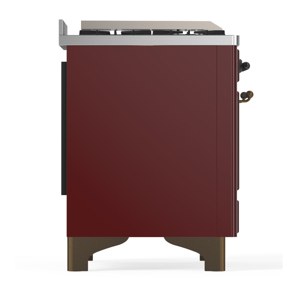 ILVE Majestic III 60" Burgundy Dual Fuel Range with 9 Burners and Griddle Solid Door Liquid Propane