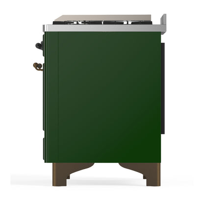 ILVE Majestic III 60" Emerald Green Dual Fuel Range with 9 Burners and Griddle Solid Door Liquid Propane