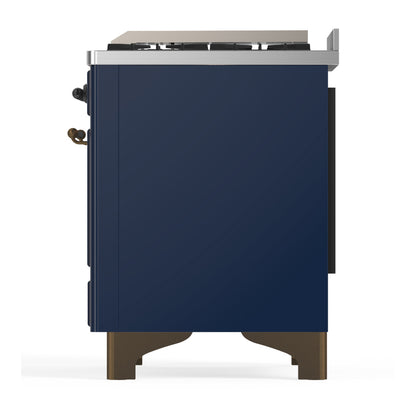 ILVE Majestic III 60" Midnight Blue Dual Fuel Range with 9 Burners and Griddle Solid Door Natural Gas
