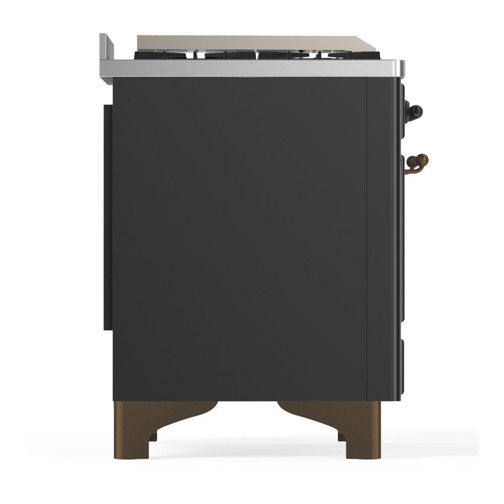 ILVE Majestic III 60" Graphite Matte Dual Fuel Range with 9 Burners and Griddle Solid Door Liquid Propane