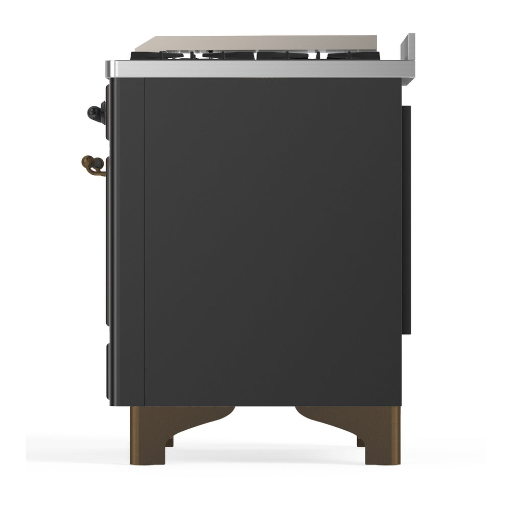 ILVE Majestic III 60" Graphite Matte Dual Fuel Range with 9 Burners and Griddle Solid Door Liquid Propane