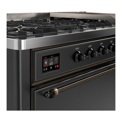 ILVE Majestic III 60" Graphite Matte Dual Fuel Range with 9 Burners and Griddle Solid Door Natural Gas