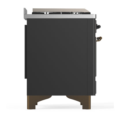 ILVE Majestic III 60" Graphite Matte Dual Fuel Range with 9 Burners and Griddle Solid Door Natural Gas